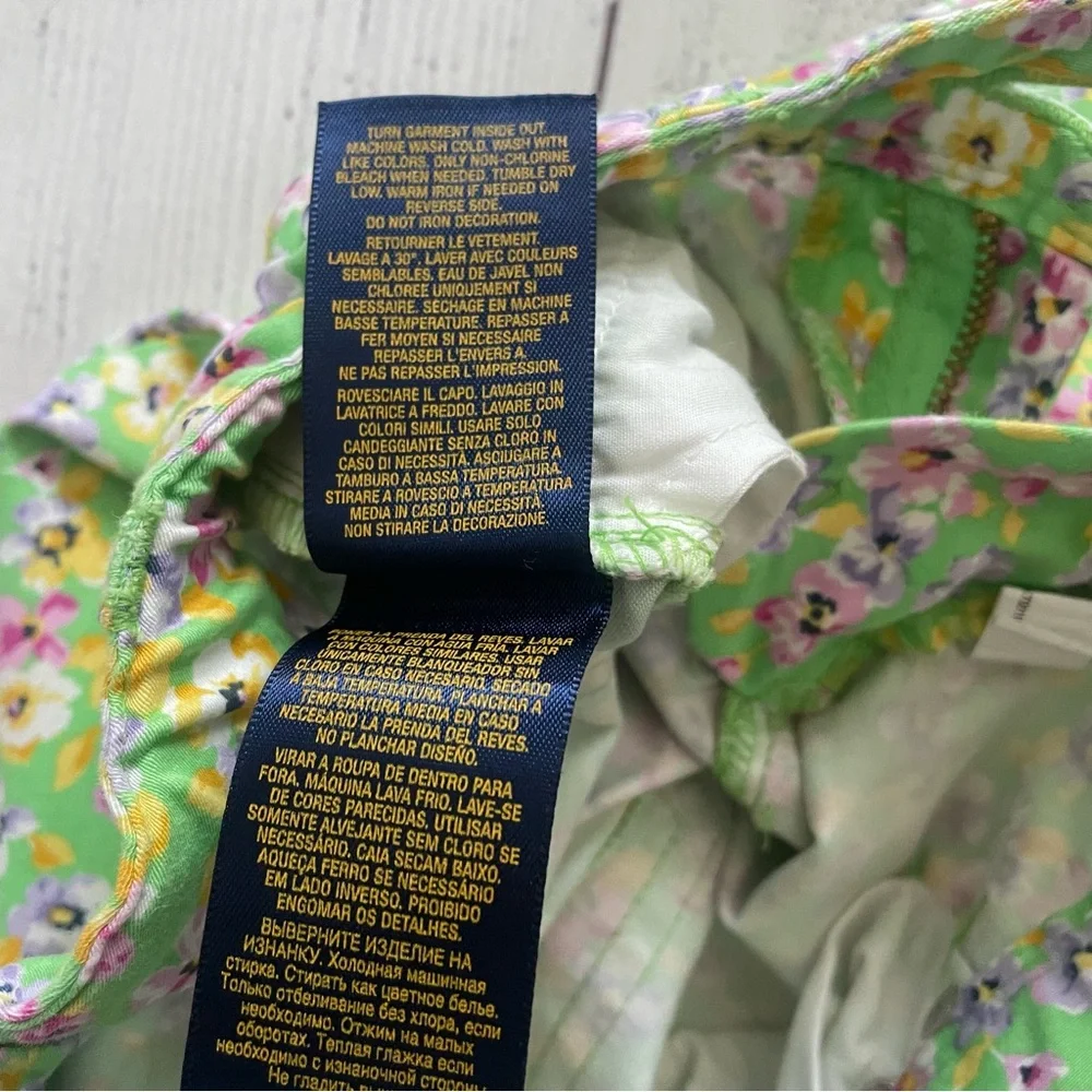 Ralph Lauren Girls Light Green Floral Pants Size 6X